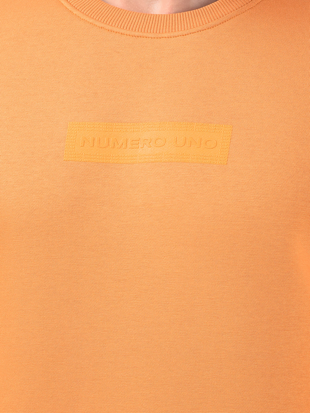 Numero Uno Men Solid Orange Sweat Shirt